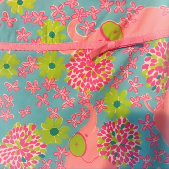 Lilly Pulitzer Skirt Size 10 Estimated Blue Pink Elephant Pattern Ribbon Detail - Picture 4 of 7